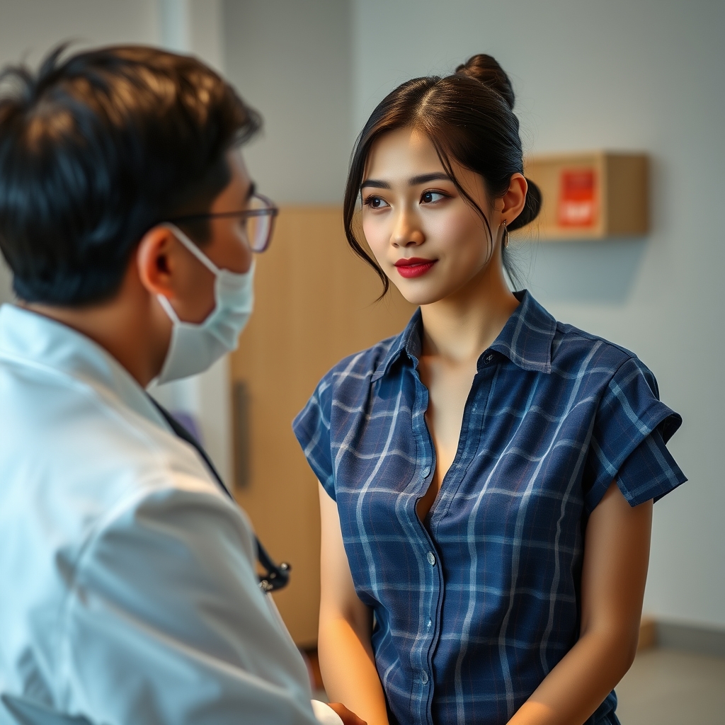 A young Chinese male doctor at a rehabilitation clinic sees 