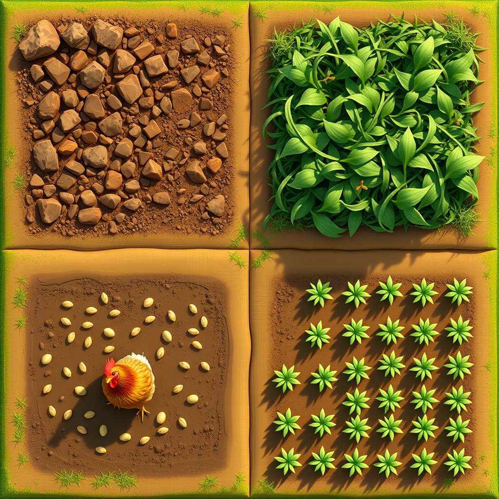 display a small square plot of land from above looking strai