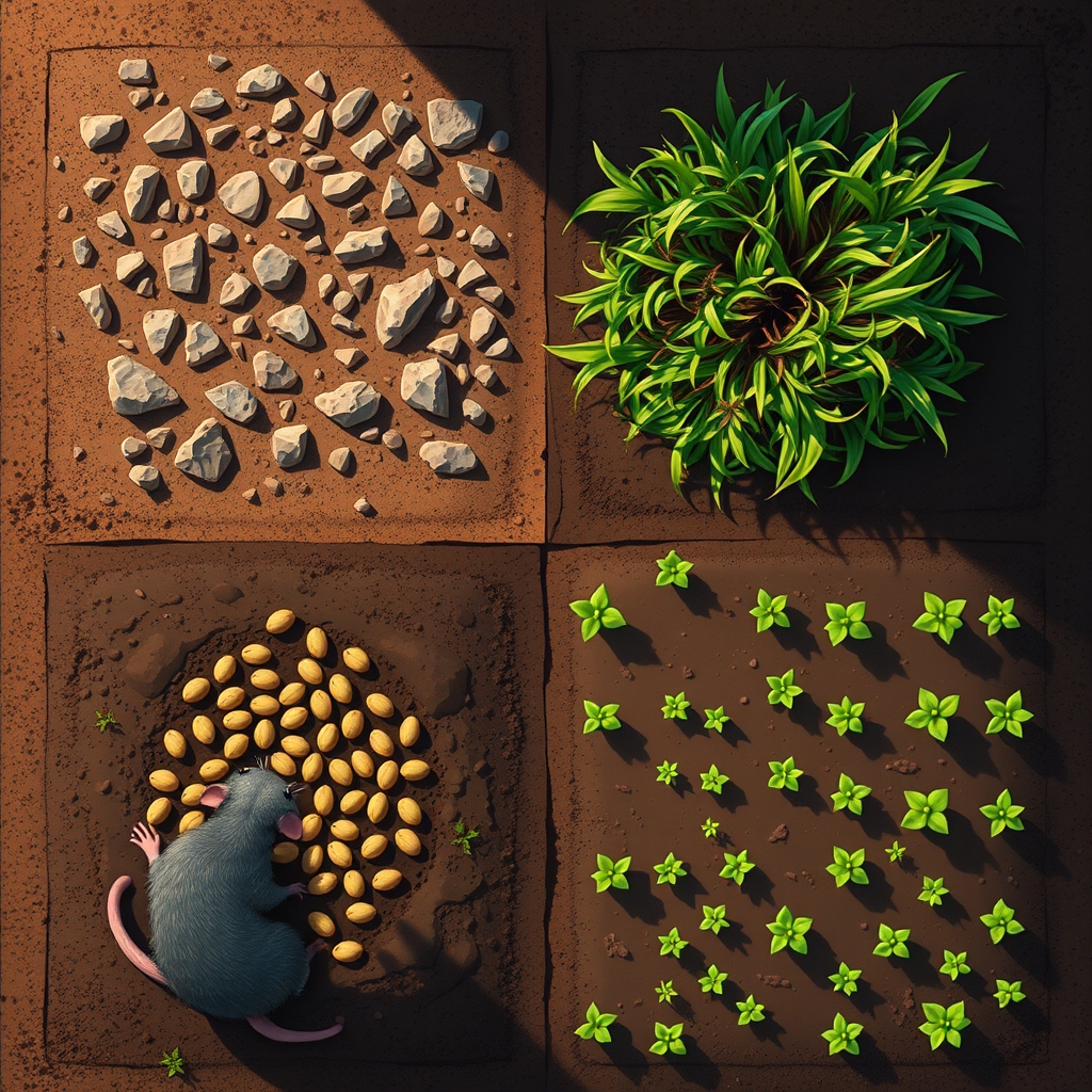 display a small square plot of land from above looking strai