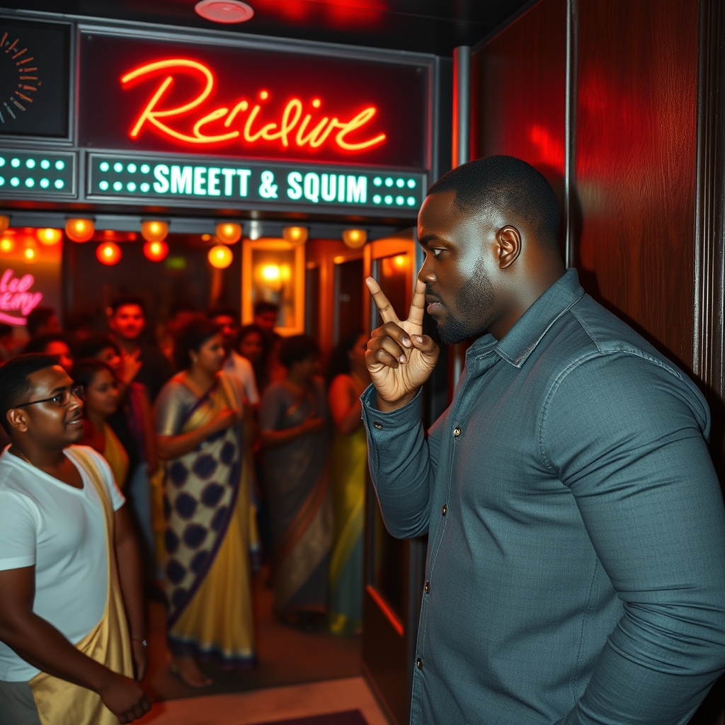 A nightclub that's full of Desi Indians. A black man is stan