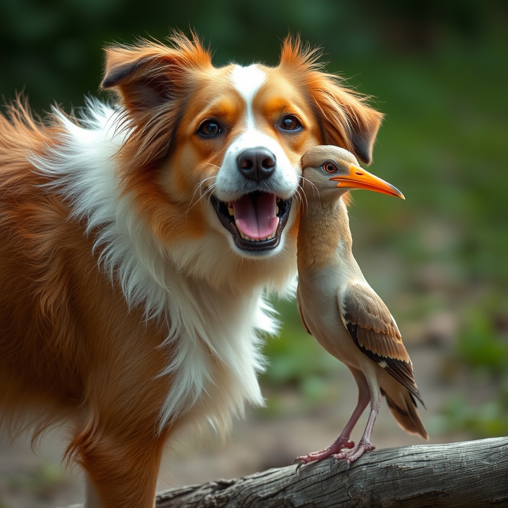 A dog mixed with a bird