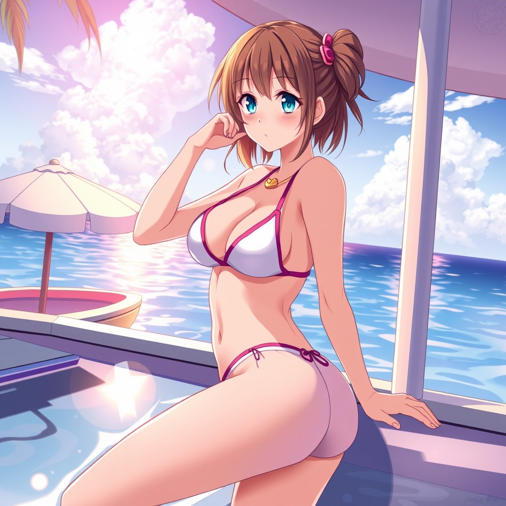 a hot anime girl in bikinis
