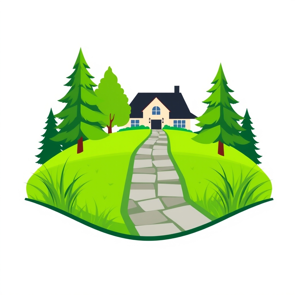 Create a flat vector logo for a landscaping and hardscaping 
