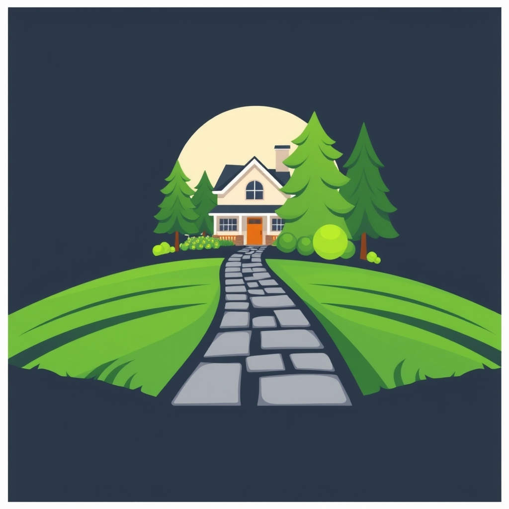 Create a flat vector logo for a landscaping and hardscaping 