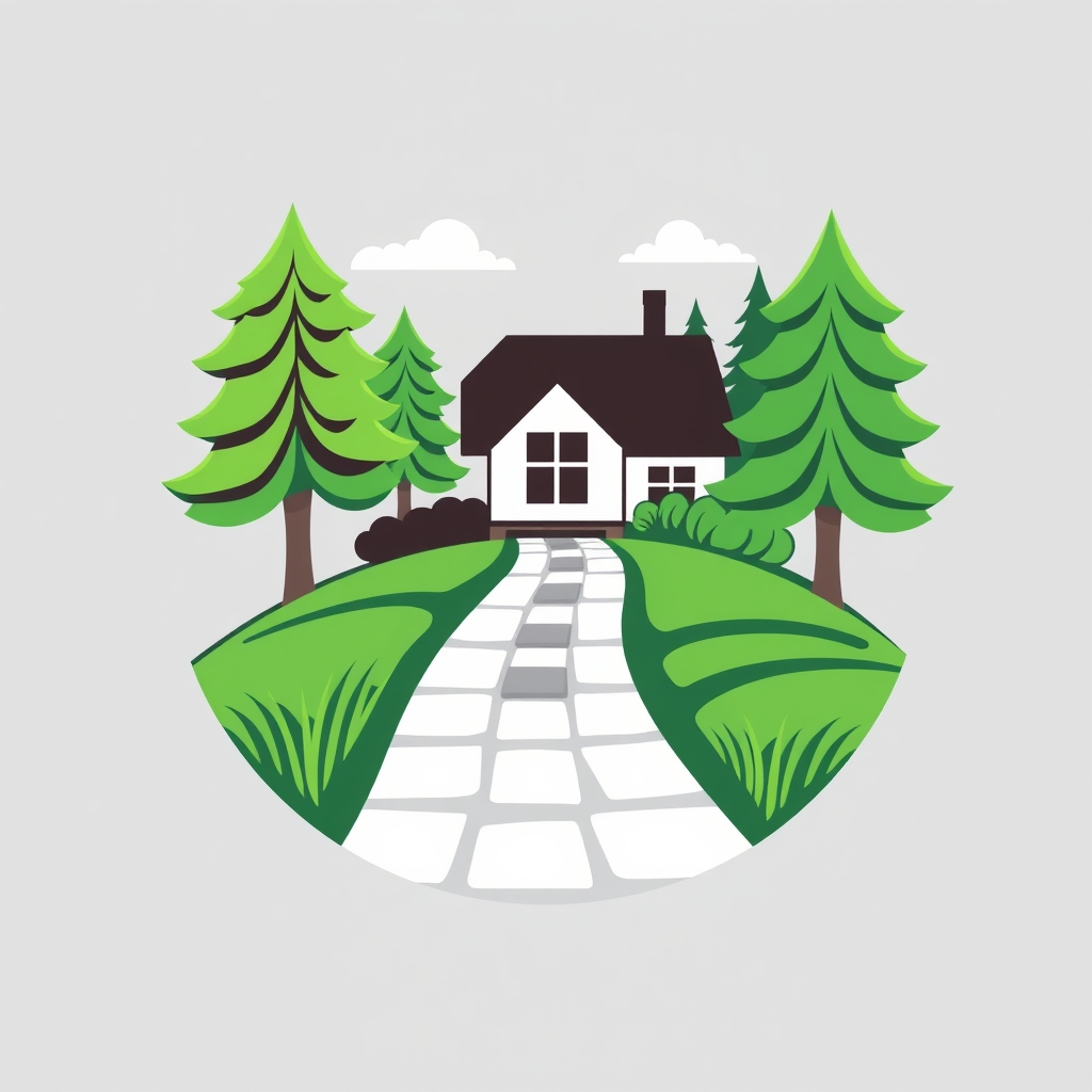 Create a flat vector logo for a landscaping and hardscaping 