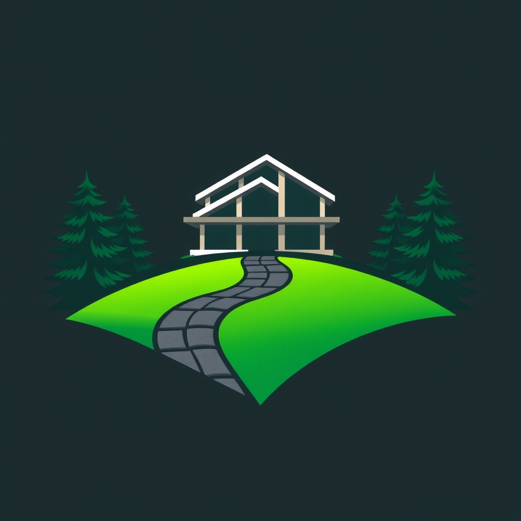 a bold, minimalist vector logo where the evergreen essence o