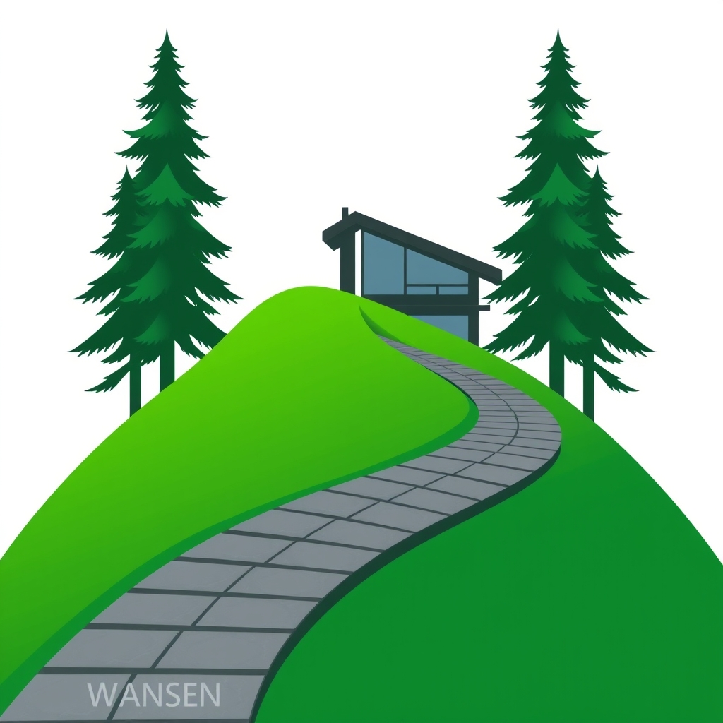 a bold, minimalist vector logo where the evergreen essence o