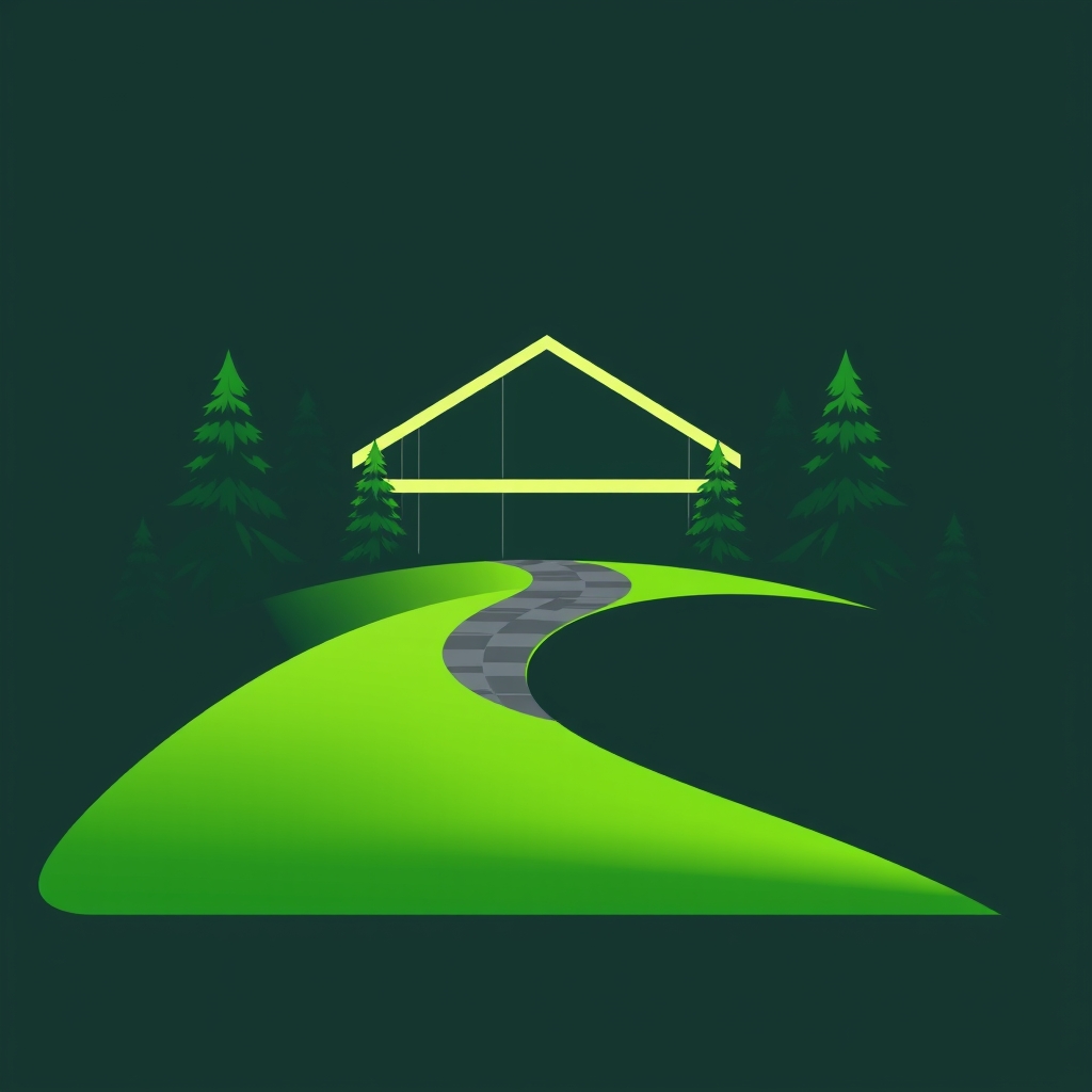 a bold, minimalist vector logo where the evergreen essence o