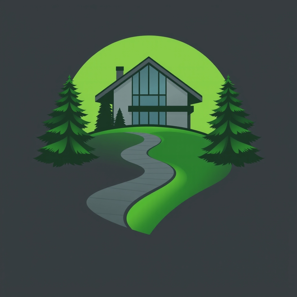 a bold, minimalist vector logo where the evergreen essence o