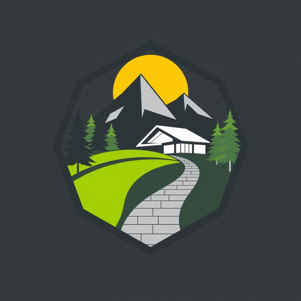 A bold, minimalist vector logo contained within a sharp, 5-s