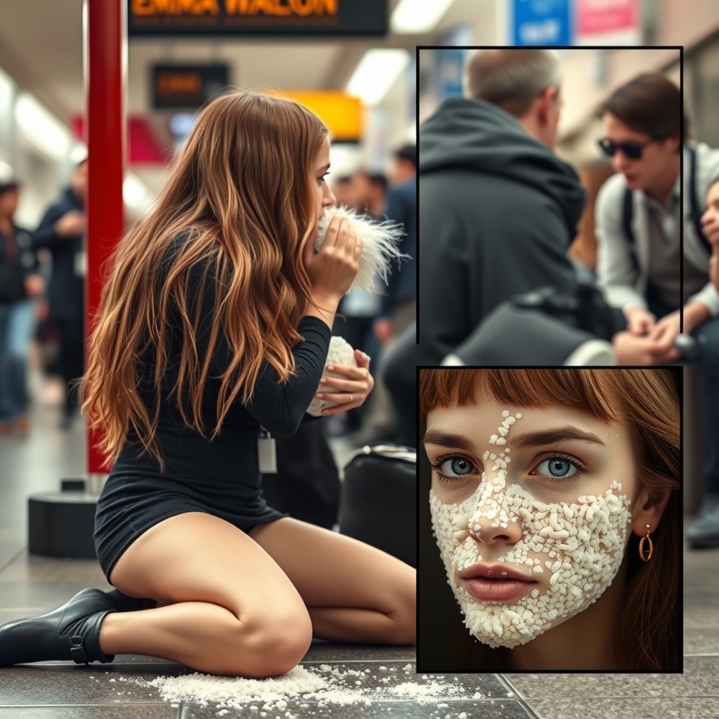 Emma Watson on her knees sucking a little boys big cock and 