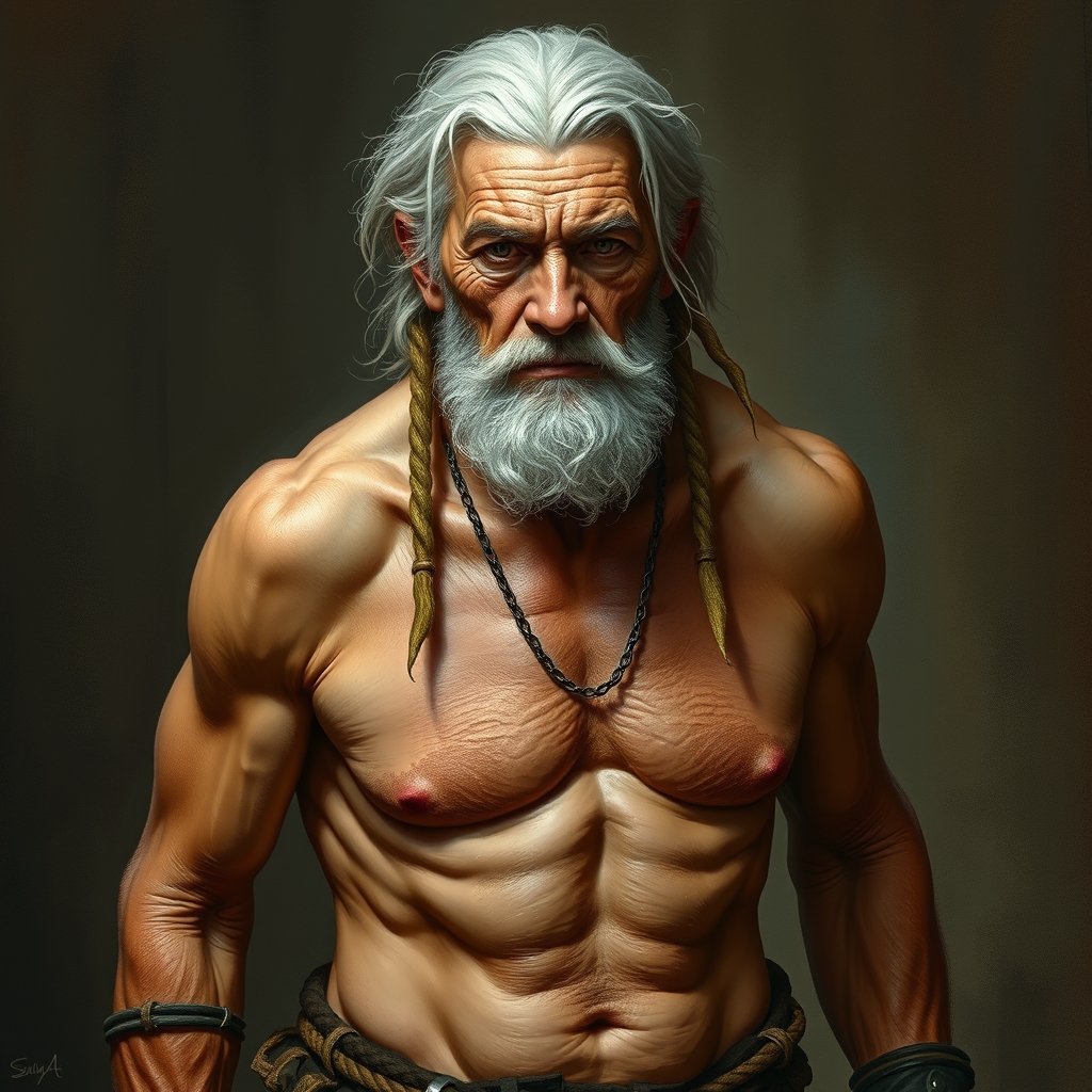 bare-chested older wench