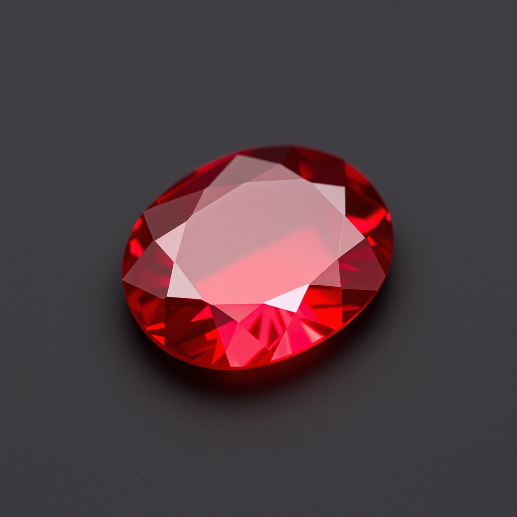 small oval red gem uncut or polished