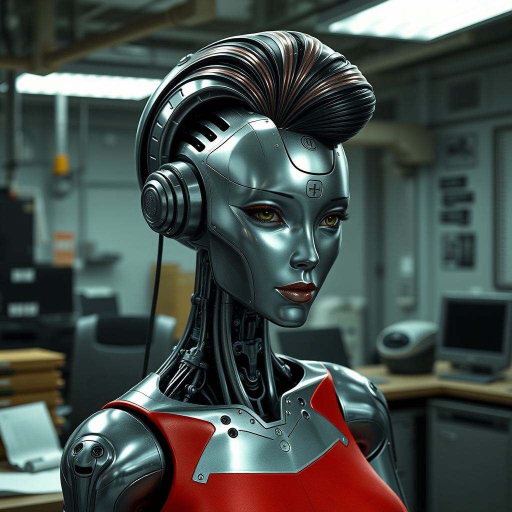 A female droid designed to look ascetically pleasing, her me