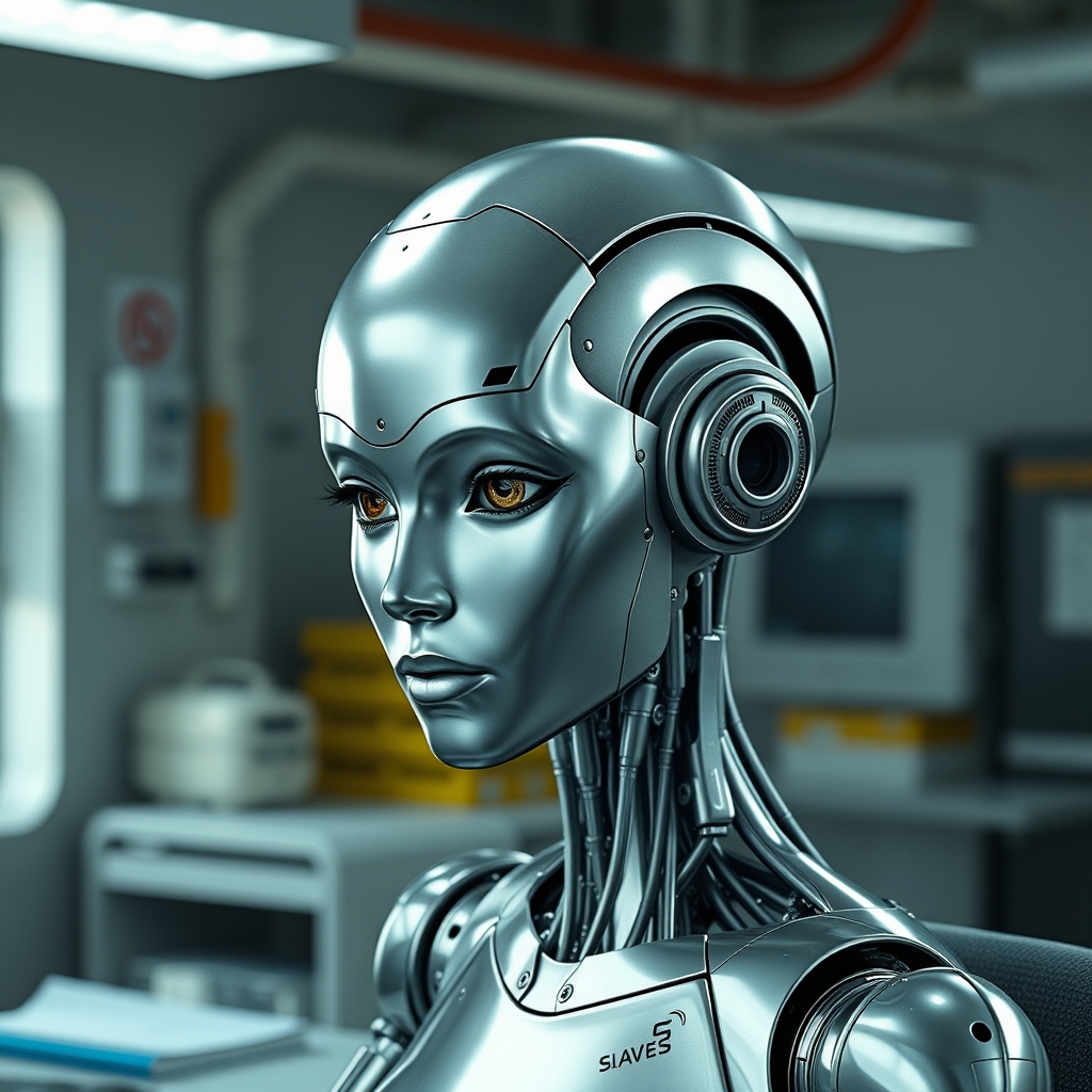 A female droid designed to look ascetically pleasing, metal 