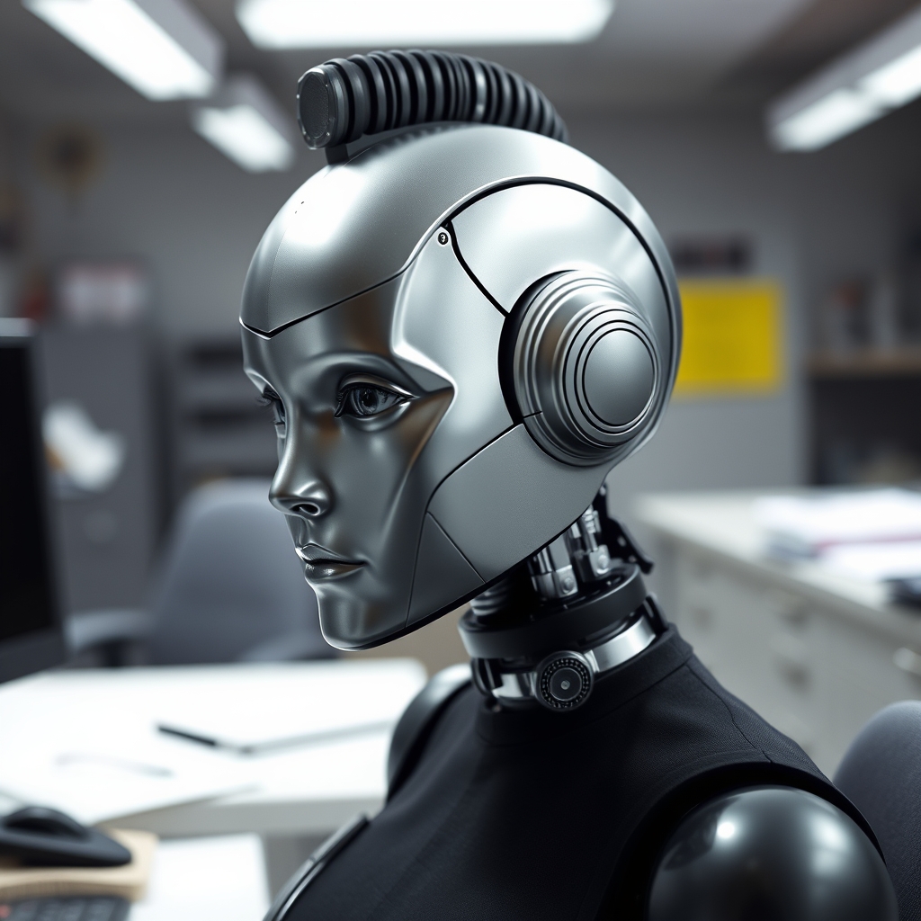 A female droid designed to look ascetically pleasing, metal 