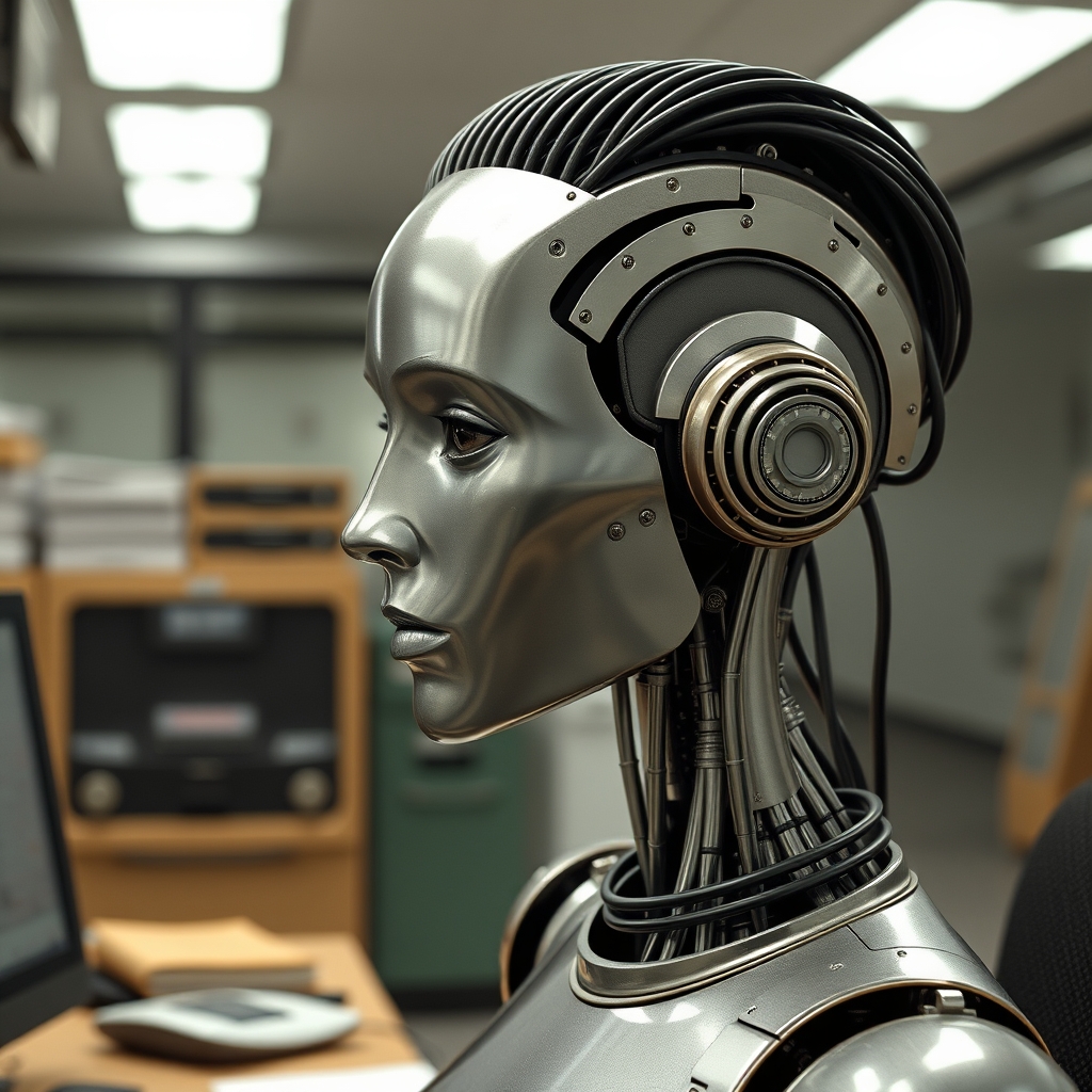 A female droid designed to look ascetically pleasing, metal 