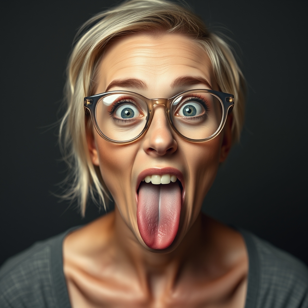 woman with a small ass, on her knees, mouth on small tongue 