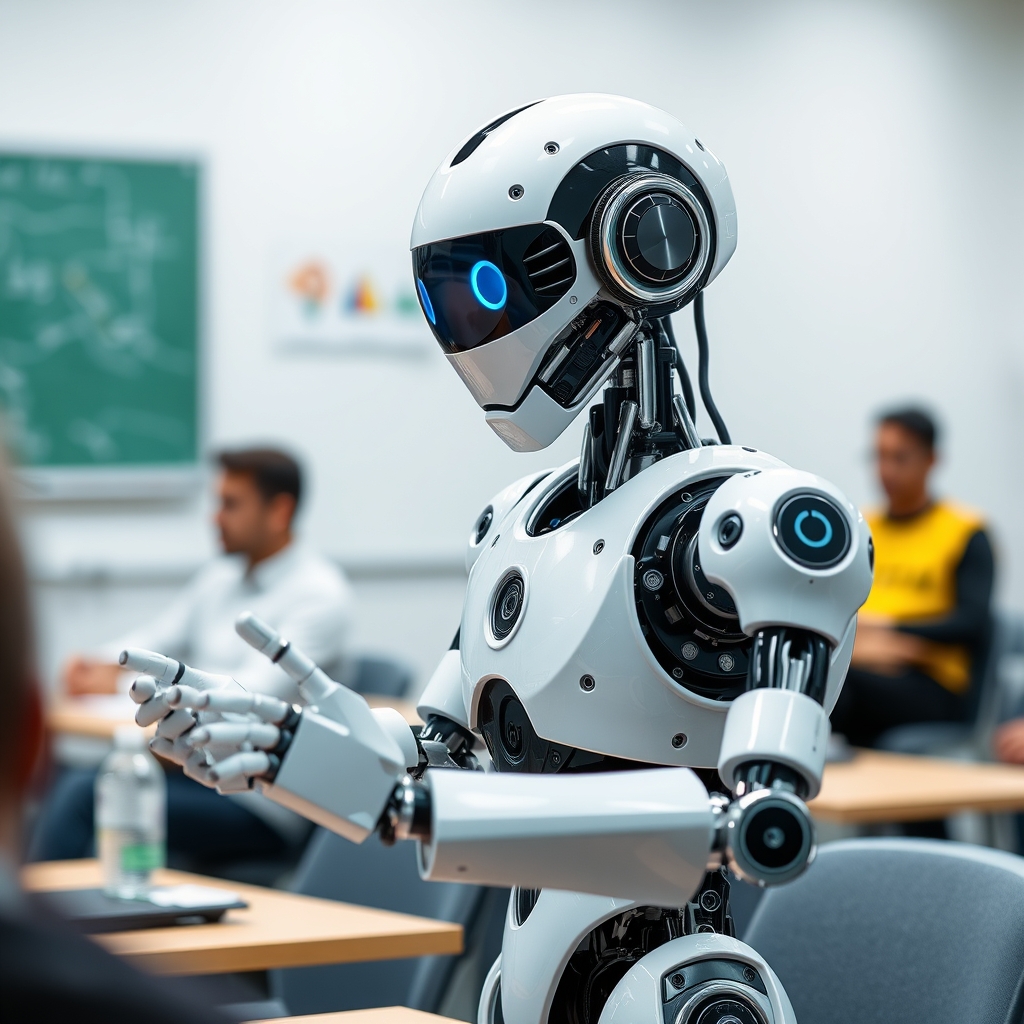 a robot teaching in a class