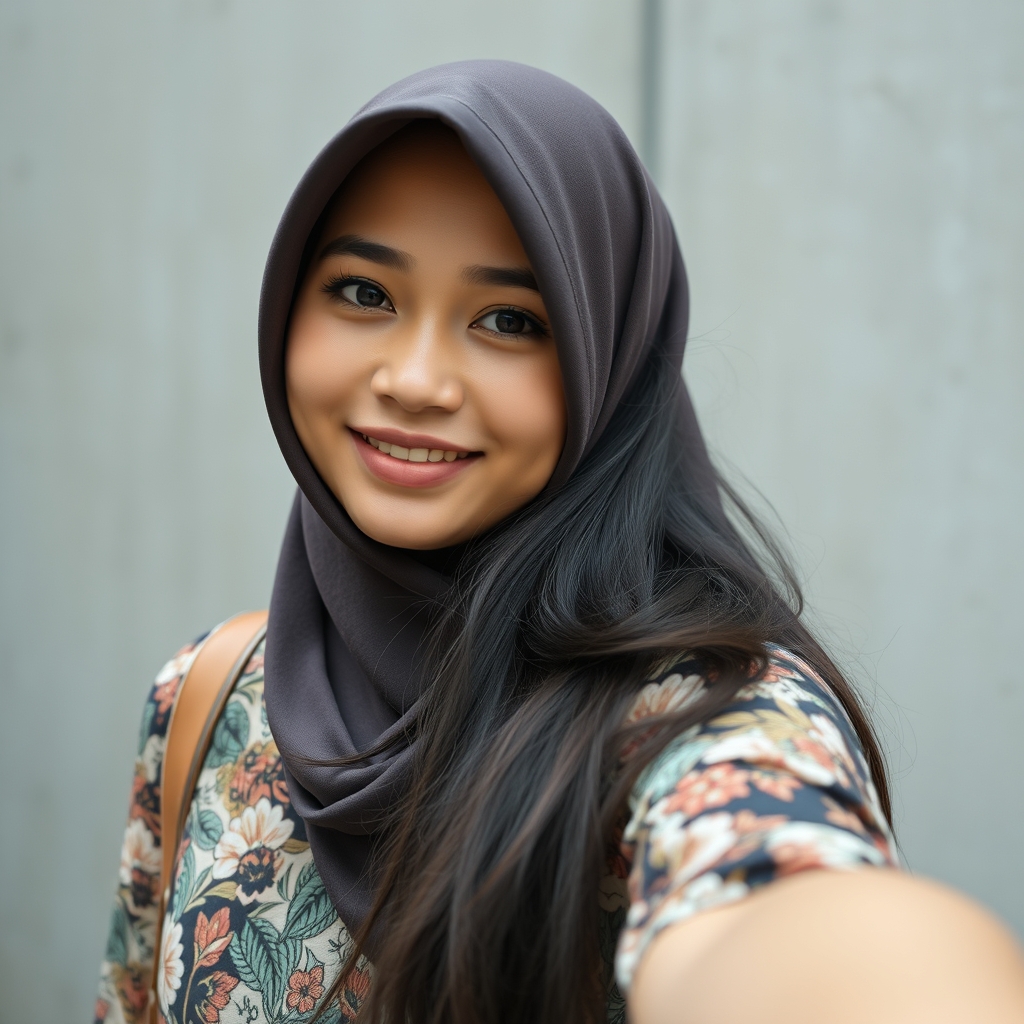 a realistic photo selfie of an indonesian woman