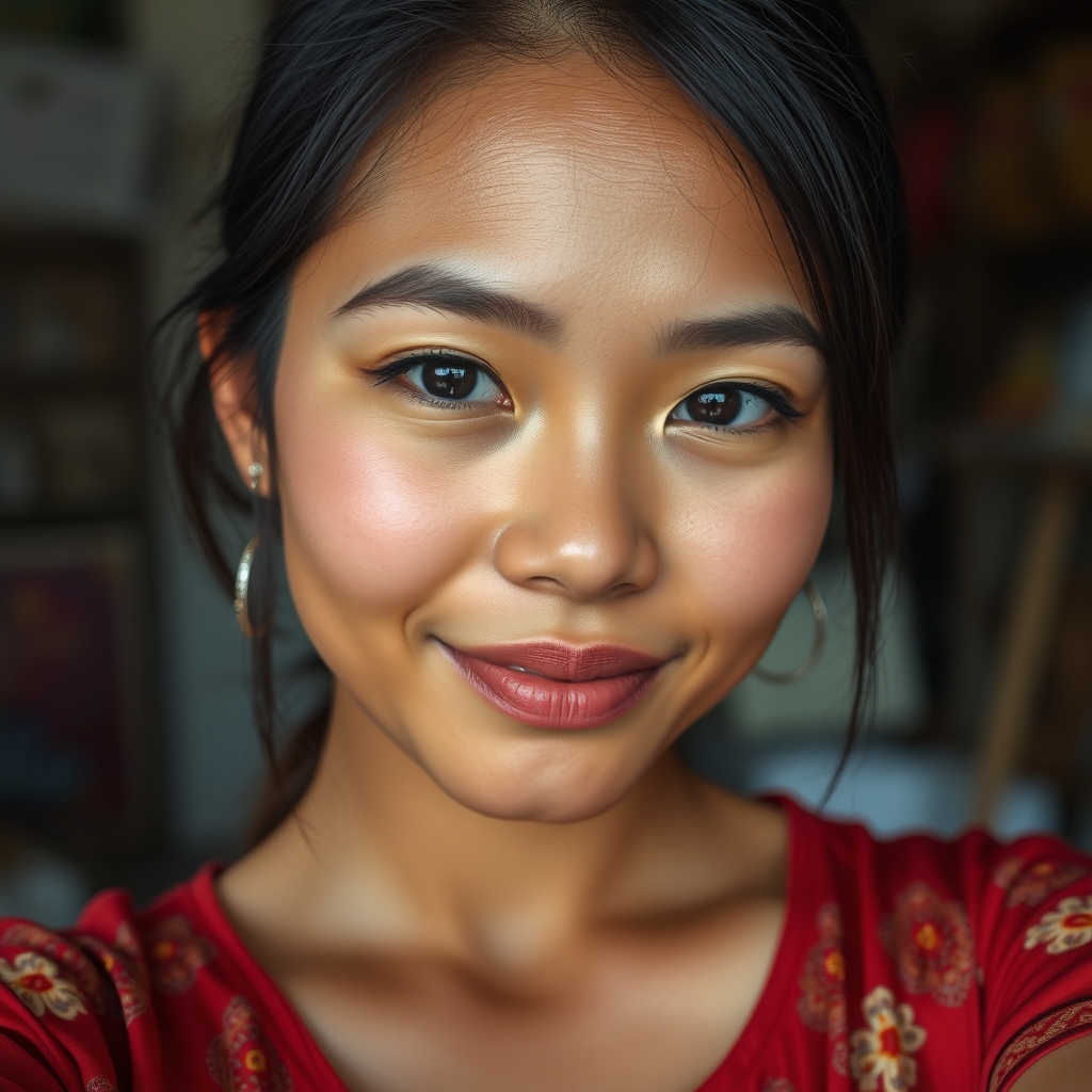 a ultra-realistic photo selfie of an indonesian young woman.