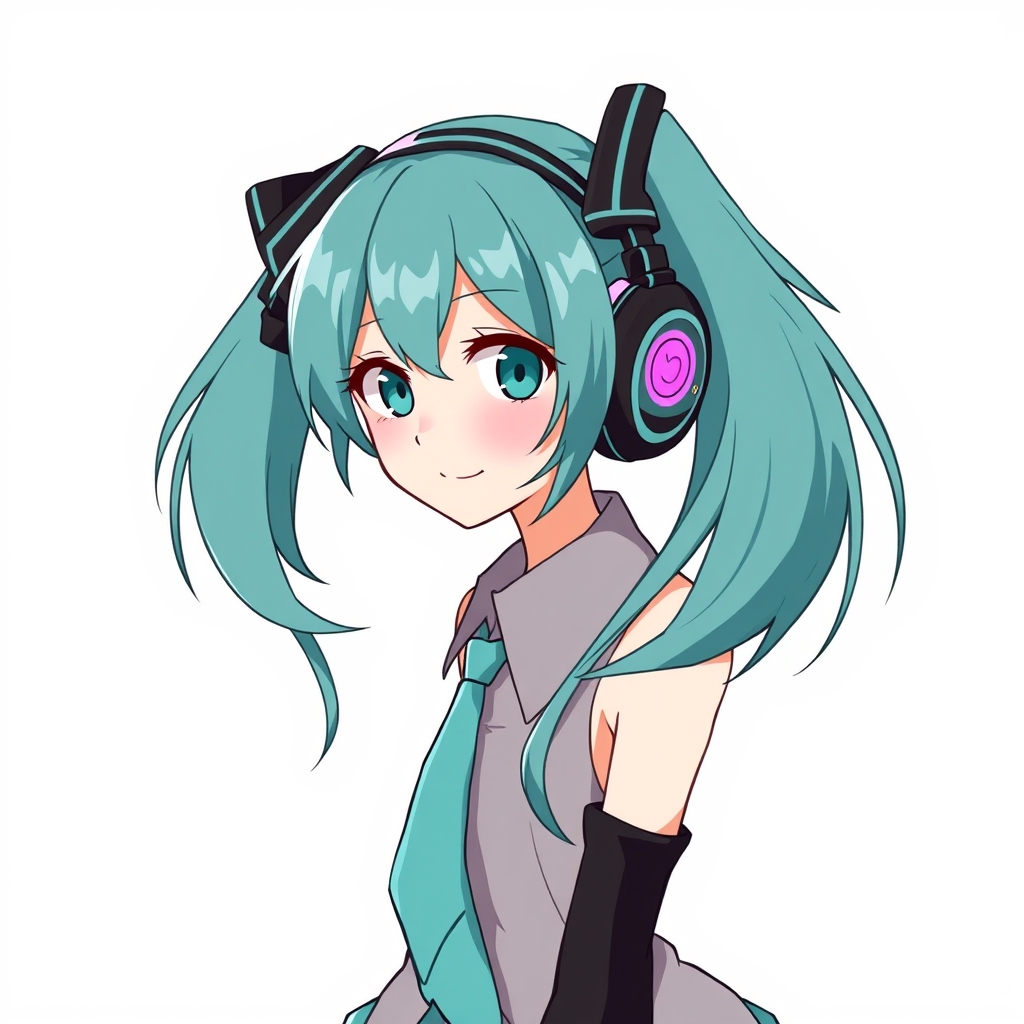Hatsune Miku in the style of Danganronpa