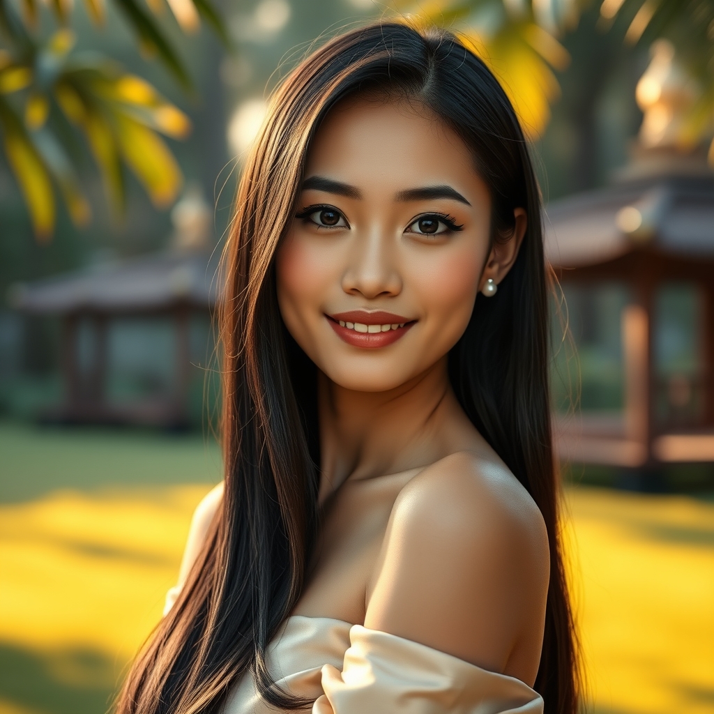 A beautiful Indonesian woman with distinctive light, fair, a