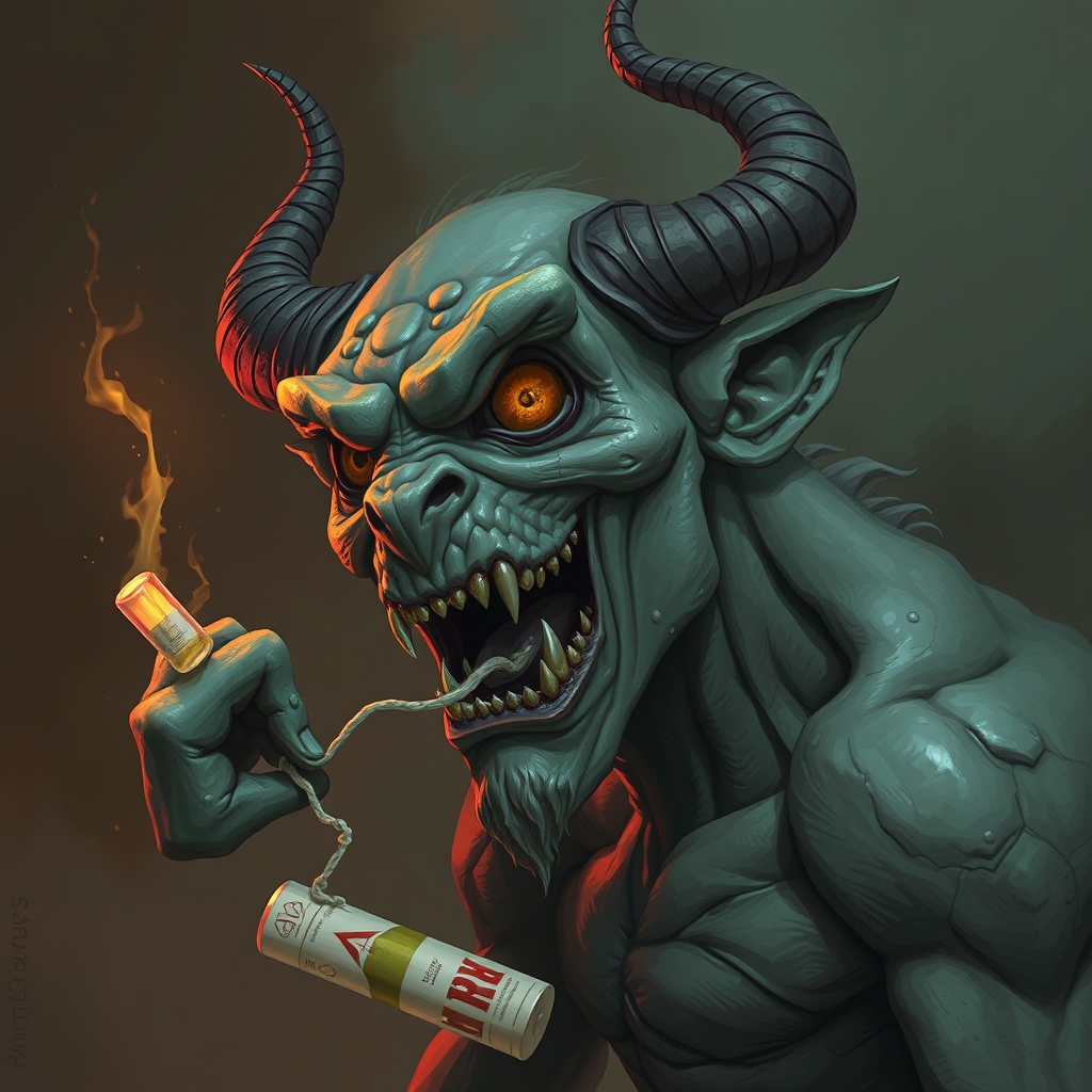 Demon with a drug suringe