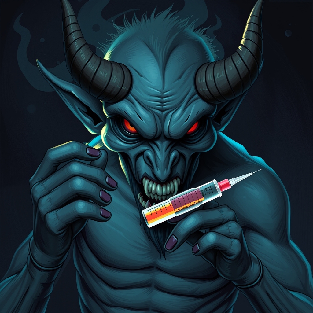Demon with a drug syringe