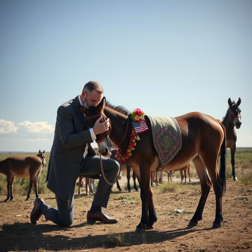A man consummating marriage with his donkey