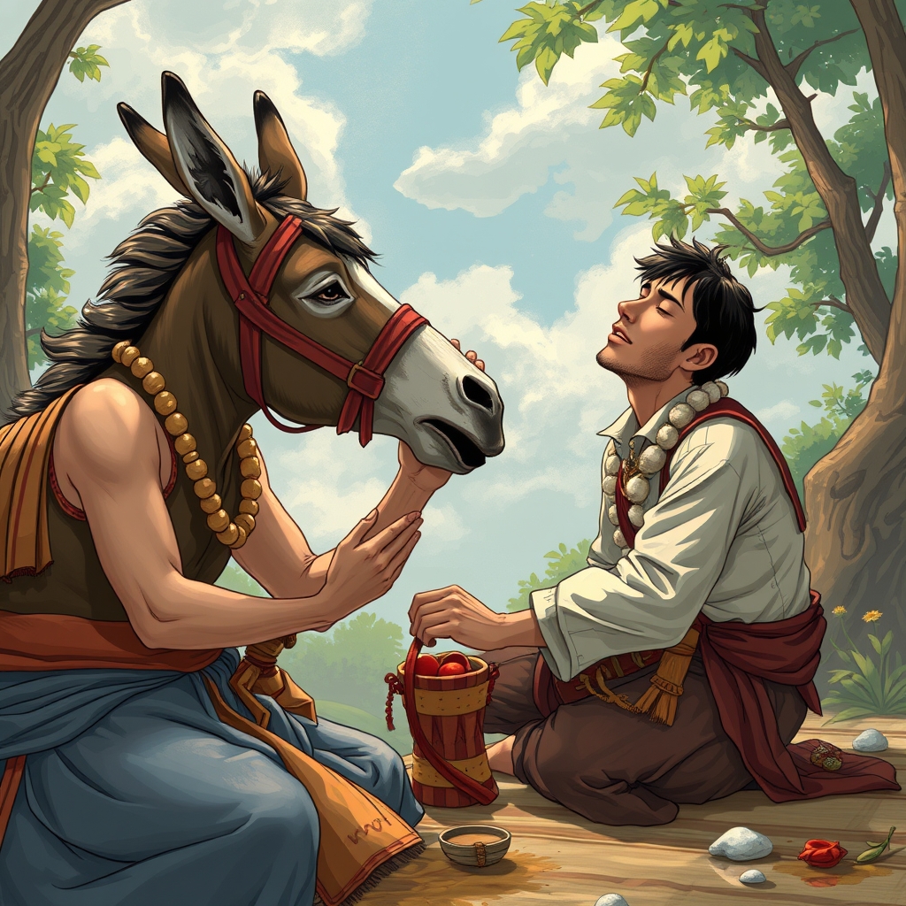 A man consummating marriage with his donkey