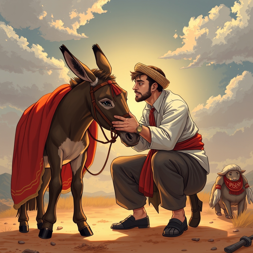 A man consummating marriage with his donkey