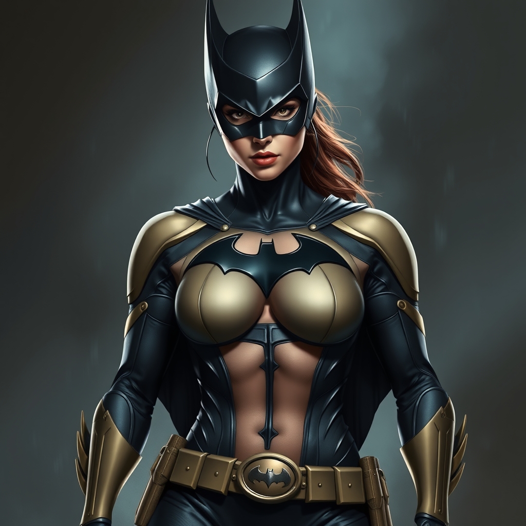 Female Batman athletic muscular fske tuts