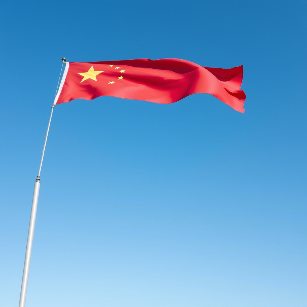 chinese flag with pink and white gold stars
