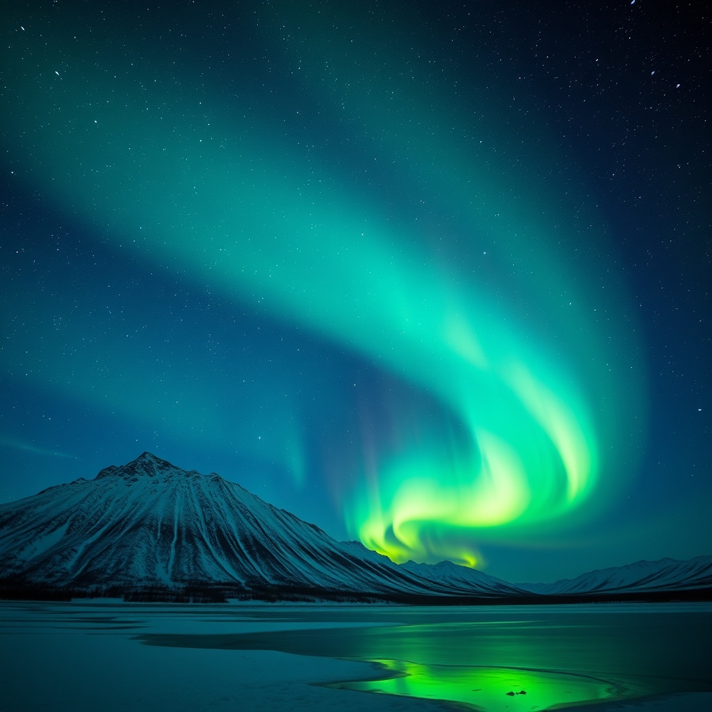 A meteor shower with the northern lights