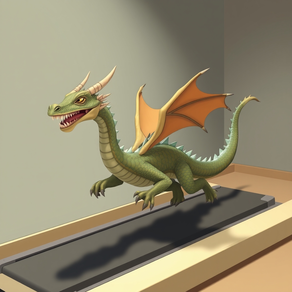 Dragon running on a treadmill