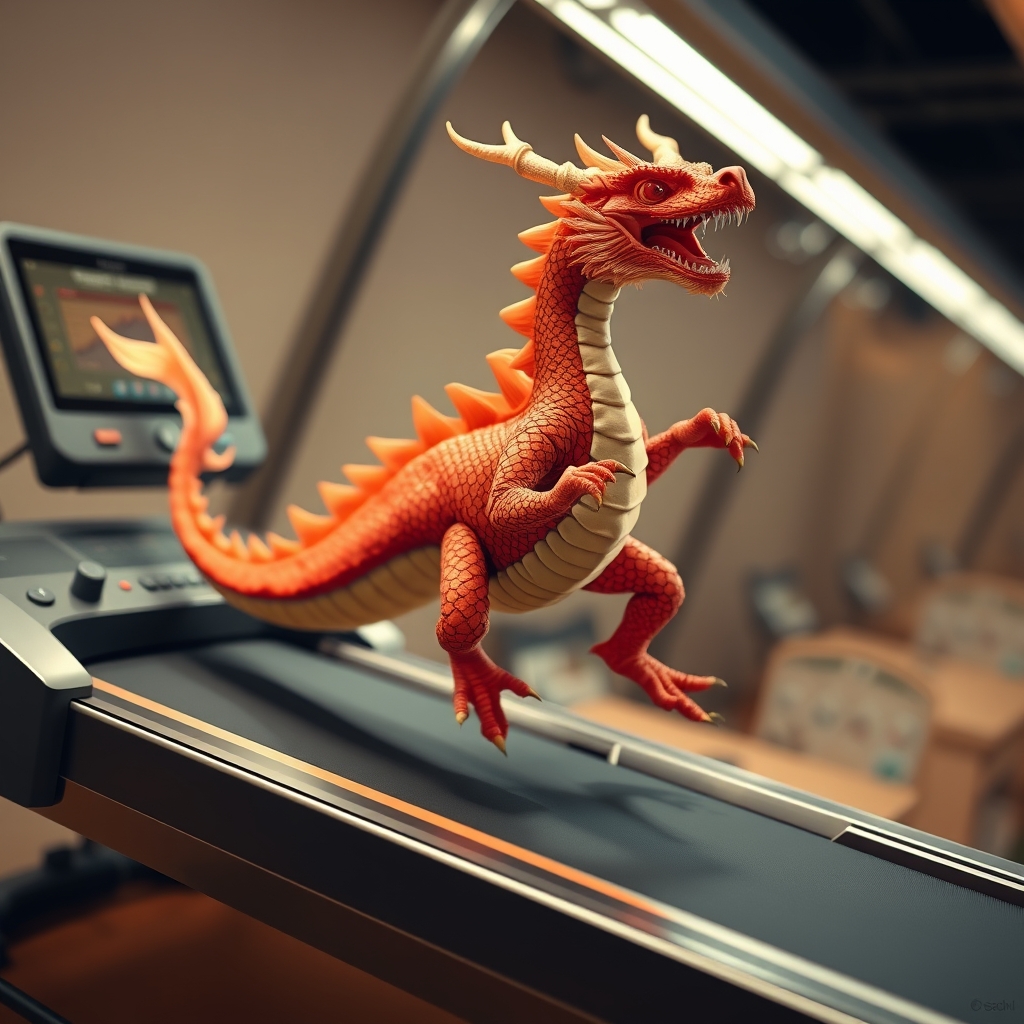 Dragon running on a treadmill