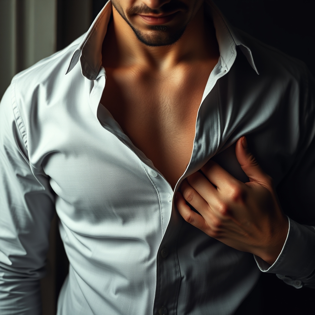 Man with his hands inside a woman's shirt