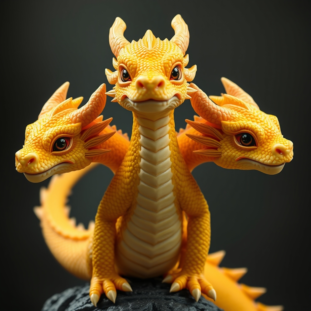 Baby Yellow dragon with three heads