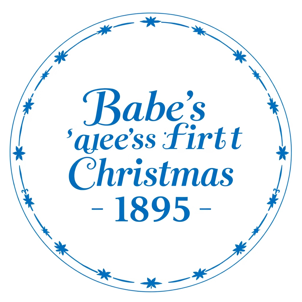 Babe's First Christmas 1895 Blue Text Logo without any pictu