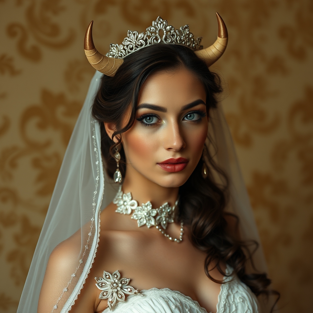 a  horny andmilf dressing like a bride wearing nosehook