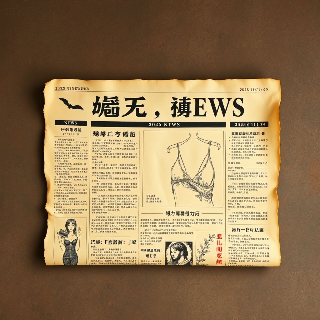 Create an image of an old parchment-textured newspaper, with